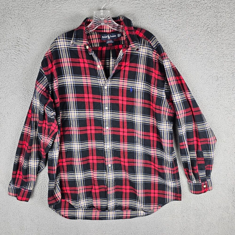 Vintage Ralph Lauren Flannel Shirt Mens Large Plaid Casual Blaire Button Down - Picture 2 of 7